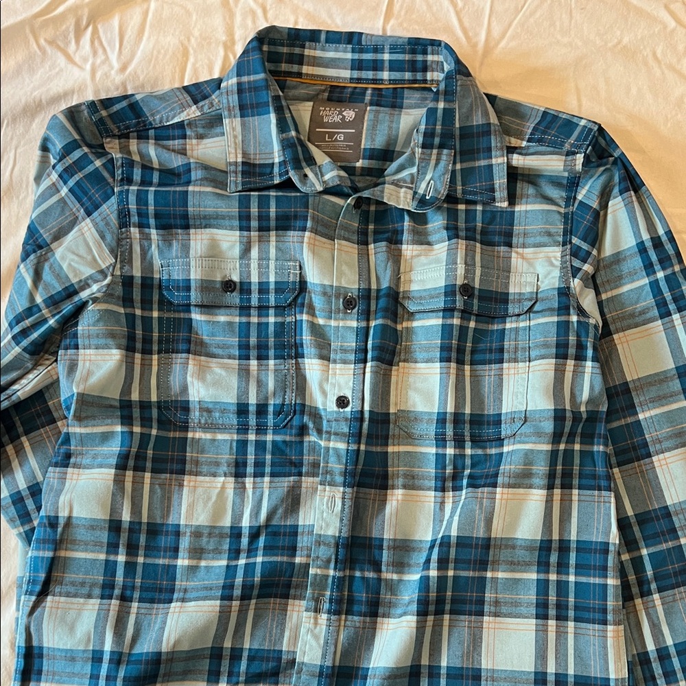 Mountain Hardwear Blue and White Plaid Shirt
